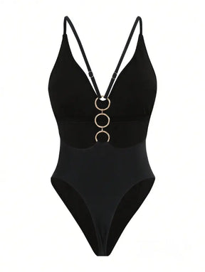 Maiô Decote Profundo Asa Delta Com Corrente Nas Costas Maiô Decote Profundo Asa Delta Com Corrente Nas Costas