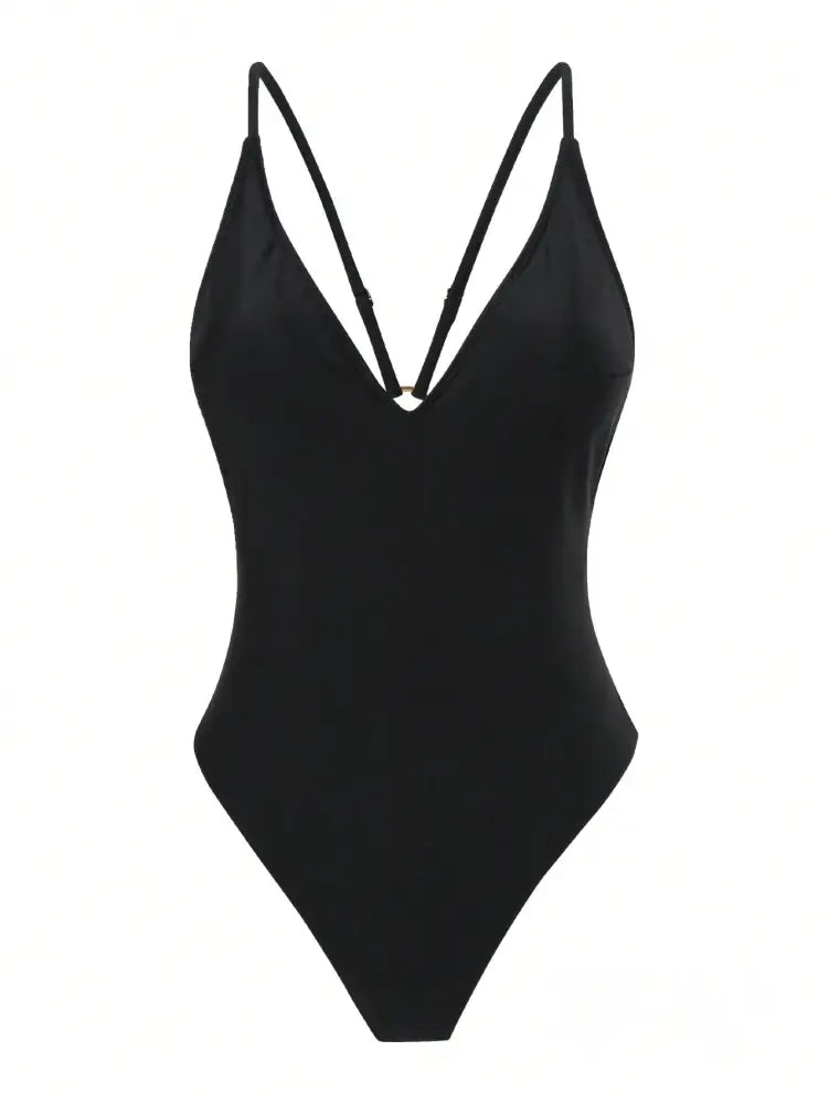 Maiô Decote Profundo Asa Delta Com Corrente Nas Costas Maiô Decote Profundo Asa Delta Com Corrente Nas Costas