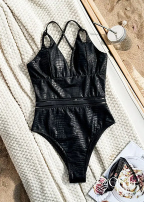 Maiô Decote Profundo Texturizado Estilo Croco Maiô Decote Profundo Texturizado Estilo Croco