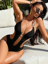 Maiô Engana Mamãe Com Correntes E Recortes Laterais Preto / PP Maiô Engana Mamãe Com Correntes E Recortes Laterais