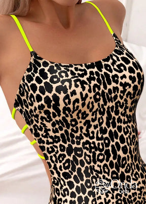 Maiô Estampa Animal Print Com Costas Vazadas E Tiras Maiô Estampa Animal Print Com Costas Vazadas E Tiras