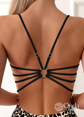 Maiô Estampa Animal Print Com Costas Vazadas E Tiras Maiô Estampa Animal Print Com Costas Vazadas E Tiras