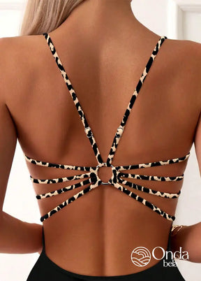 Maiô Estampa Animal Print Com Costas Vazadas E Tiras Maiô Estampa Animal Print Com Costas Vazadas E Tiras