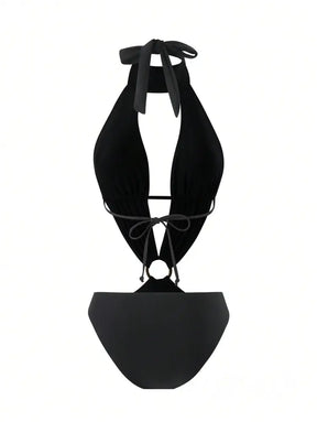 Maiô Gola Alta Com Decote Profundo E Detalhe De Argola Maiô Gola Alta Com Decote Profundo E Detalhe De Argola