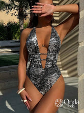 Maiô Metalizado Decote Profundo Com Faixas Na Cintura Preto / PP Maiô Metalizado Decote Profundo Com Faixas Na Cintura