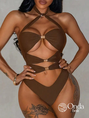 Maiô Monokini Com Recortes E Detalhes De Argolas Maiô Monokini Com Recortes E Detalhes De Argolas