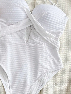 Maiô Texturizado Com Busto Cruzado E Recorte Frontal Maiô Texturizado Com Busto Cruzado E Recorte Frontal