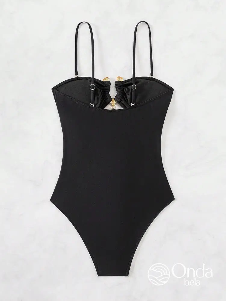 Maiô Tomara Que Caia Bandeau Com Recortes E Aviamentos Maiô Tomara Que Caia Bandeau Com Recortes E Aviamentos