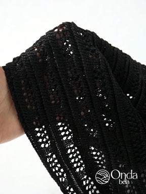 Saída De Praia Conjunto Crochê Com Blusa Manga Longa Saída De Praia Conjunto Crochê Com Blusa Manga Longa