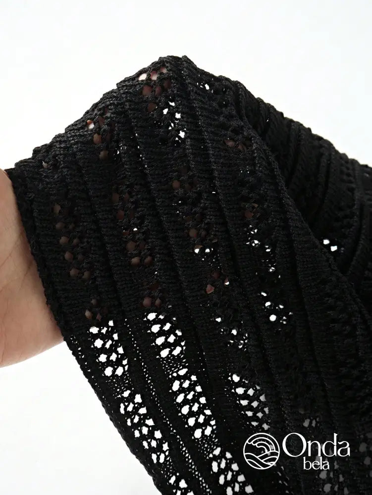 Saída De Praia Conjunto Crochê Com Blusa Manga Longa Saída De Praia Conjunto Crochê Com Blusa Manga Longa