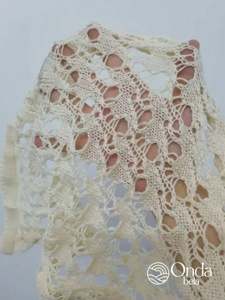 Saída De Praia Curta Crochê Floral Com Mangas Longas Saída De Praia Curta Crochê Floral Com Mangas Longas