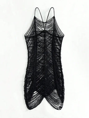 Saída De Praia Curta Crochê Vazado Estilo Halter Saída De Praia Curta Crochê Vazado Estilo Halter