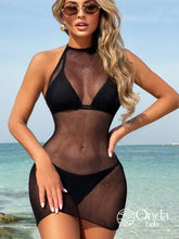 Saída De Praia Curta Em Tela Vazada Fishnet Preto / PP Saída De Praia Curta Em Tela Vazada Fishnet