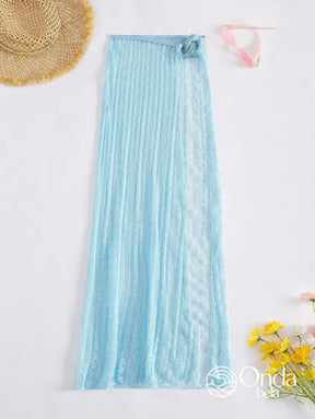 Saída De Praia Saia Longa Crochê Vazado Com Fenda Lateral Saída De Praia Saia Longa Crochê Vazado Com Fenda Lateral