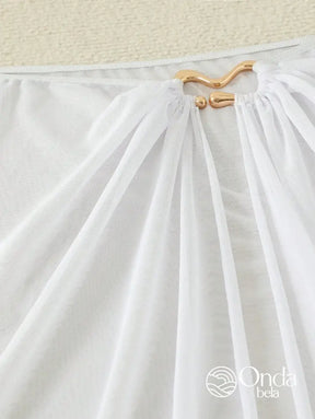 Saída De Praia Saia Longa Tule Transparente Com Fenda Saída De Praia Saia Longa Tule Transparente Com Fenda