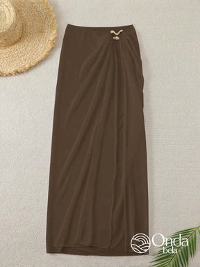 Saída De Praia Saia Longa Tule Transparente Com Fenda Saída De Praia Saia Longa Tule Transparente Com Fenda