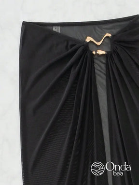 Saída De Praia Saia Longa Tule Transparente Com Fenda Saída De Praia Saia Longa Tule Transparente Com Fenda