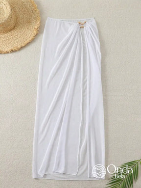 Saída De Praia Saia Longa Tule Transparente Com Fenda Saída De Praia Saia Longa Tule Transparente Com Fenda