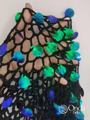 Saída De Praia Saia Midi Crochê Vazado Com Lantejoulas Saída De Praia Saia Midi Crochê Vazado Com Lantejoulas